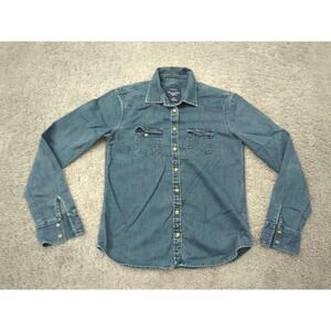 American Eagle Denim Shirt Womens S Blue Long Sleeve Button Up Favorite Fit